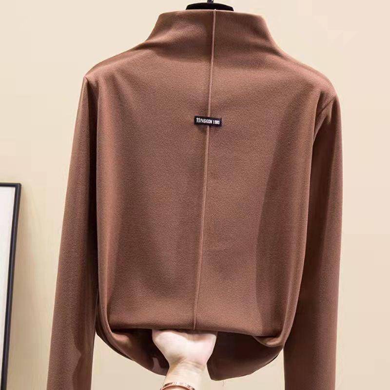 Frauen Frühling Herbst Pullover Winter Bluse Samt Boden Hemd Frauen Pullover Hohe Kragen Top M kaffeebraun von Joom DACH