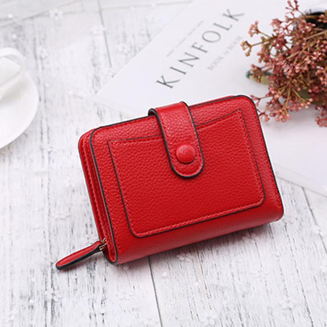 Frauen Geldbörsen Cartera Kleine Geldbörse Geldbörse Kurzer Reißverschluss Haspe Geldbörse Mode Weibliche Leder Geldtasche rot von Joom DACH