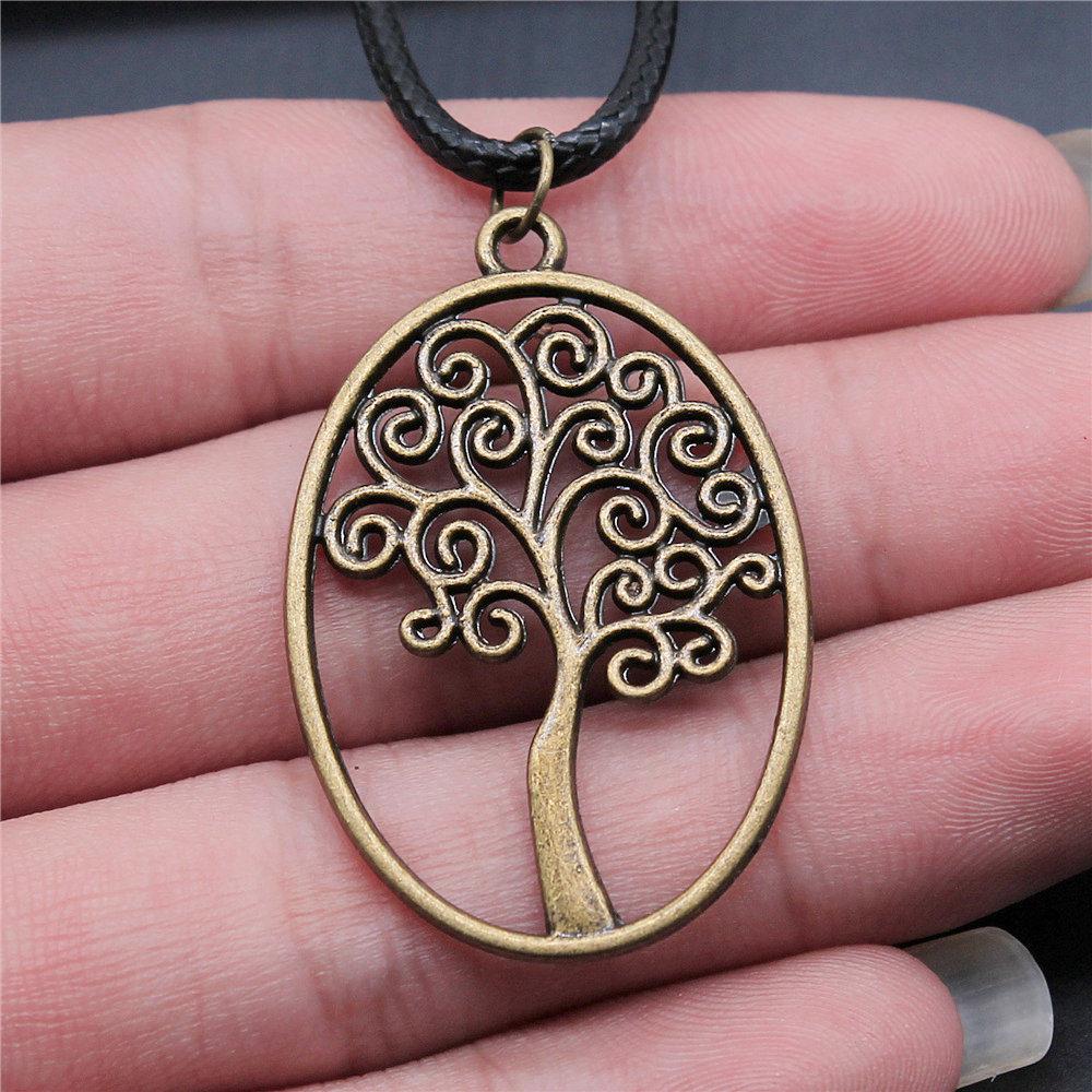 Frauen Geschenk 1 Stücke Baum des Lebens Anhänger Halskette Frauen 42 + 5 cm Leder Halskette 40x27mm-N210-A12793 von Joom DACH