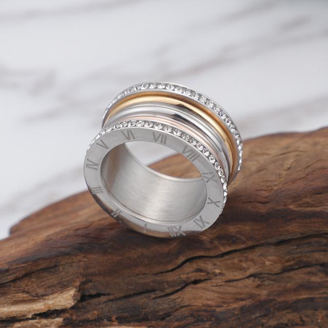 Frauen Gold Farbe Ringe Knuckles Kubikzircon Edelstahl Römische Ziffern Schwere Ringe für Frauen Trendy Hochzeit Schmuck Geschenke 9 von Joom DACH