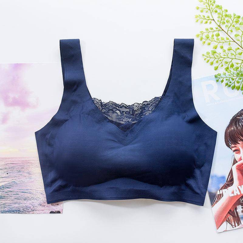 Frauen Große Größe Sport Büstenhalter Stoßfest Drahtlose Sammeln Bh Nahtlose Dünne Bralette Tank Top XXXXXL königsblau von Joom DACH