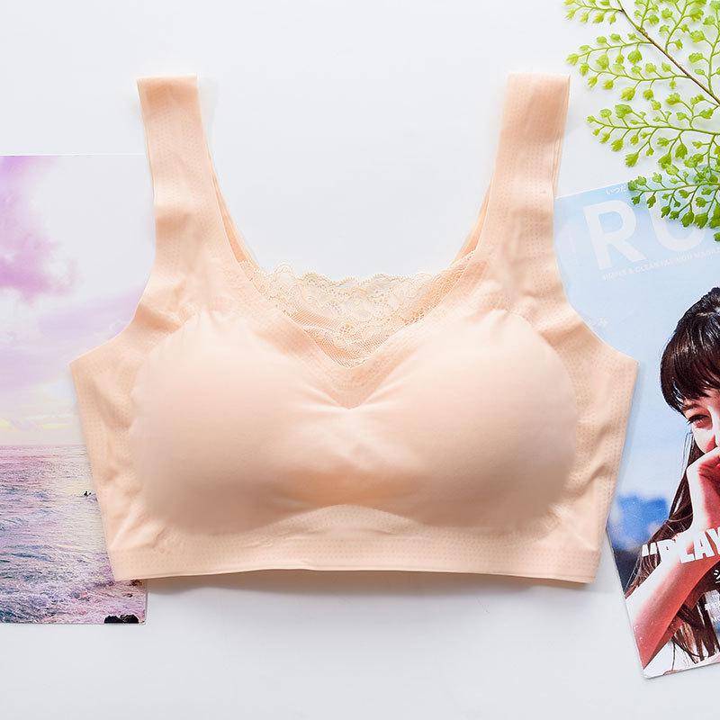 Frauen Große Größe Sport Büstenhalter Stoßfest Drahtlose Sammeln Bh Nahtlose Dünne Bralette Tank Top XXXXXL nude von Joom DACH