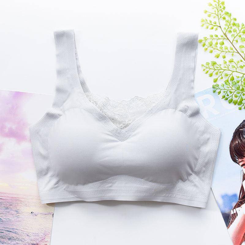 Frauen Große Größe Sport Büstenhalter Stoßfest Drahtlose Sammeln Bh Nahtlose Dünne Bralette Tank Top XXXXXXL silber grau von Joom DACH