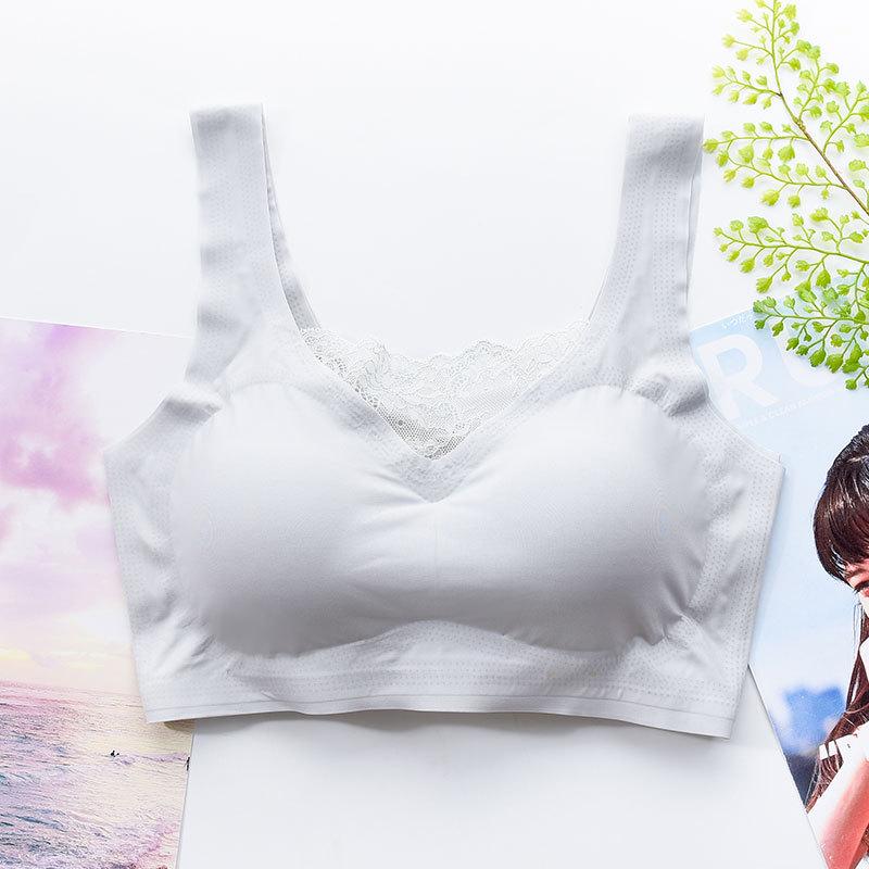 Frauen Große Größe Sport Büstenhalter Stoßfest Drahtlose Sammeln Bh Nahtlose Dünne Bralette Tank Top XXXXXXXL silber grau von Joom DACH