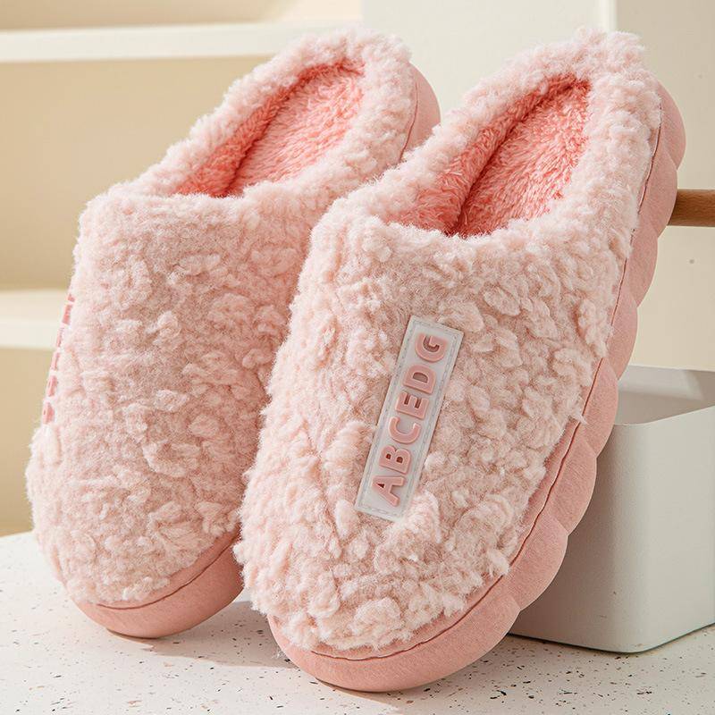 Frauen Hausschuhe Winter Home Pelzigen Hausschuhe Farbe Patchwork Baumwolle Hausschuhe Weibliche Hause Hausschuhe Innen Nicht-Slip Plüsch Slipper 38-39 rosa von Joom DACH