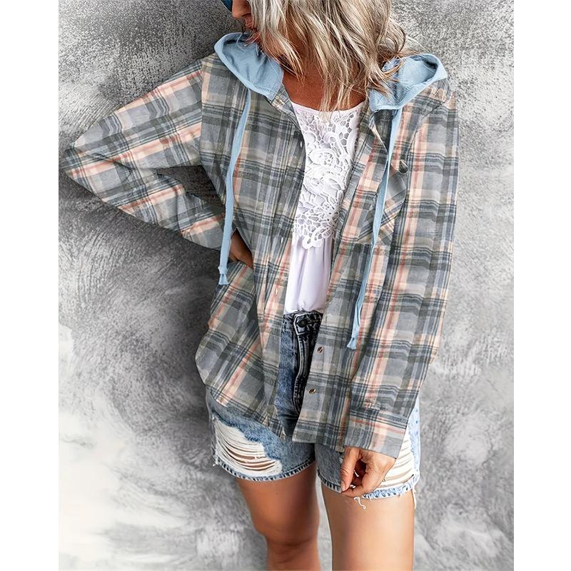 Frauen Herbst Mit Kapuze Kragen Plaid Sweatshirt Flut Kordelzug Lose Beiläufige Hoodies Taste Brust Tasche M blau Frauen Herbst Mit Kapuze Kragen Plaid Sweatshirt Flut Kordelzug Lose Beiläufige Hoodies Taste Brust Tasche M blau von Joom DACH