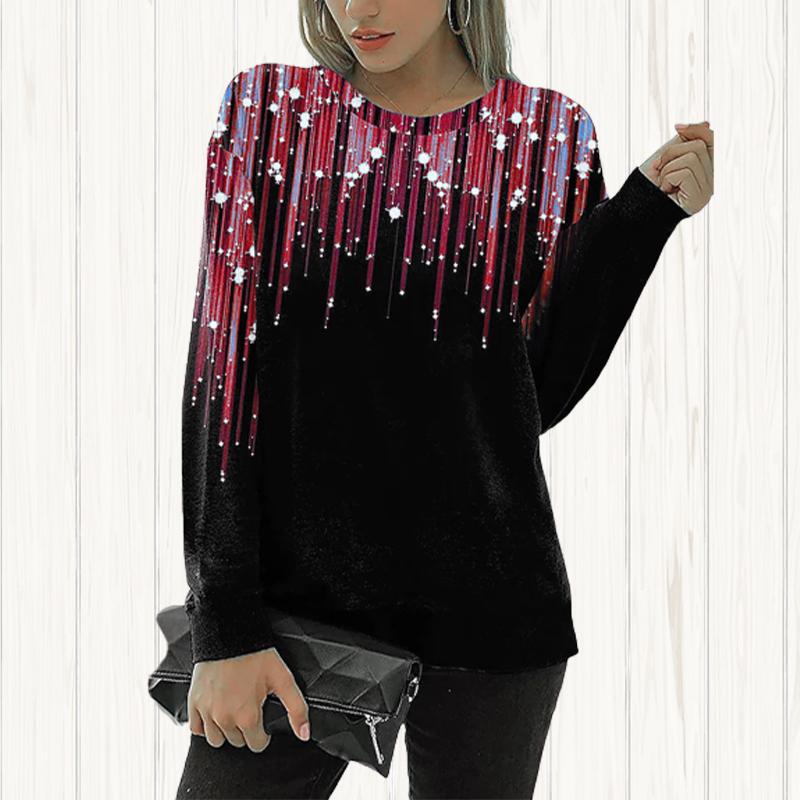 Frauen Herbst Tops Lose Katze Bunte Meteor Druck Kausalen Langarm T-shirt Top Bluse XL von Joom DACH