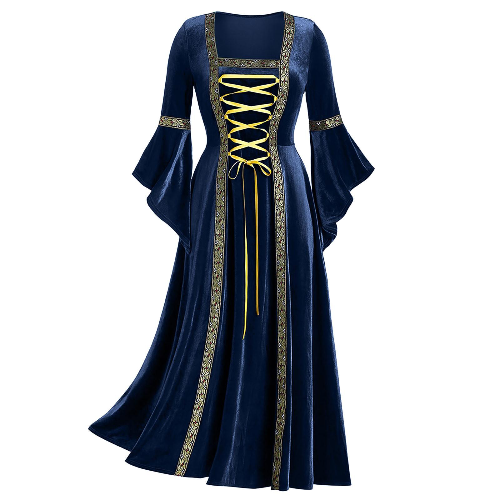 Frauen Herbst Winter Goldenen Samt Einfarbig Medium Lange Plissee Kleid Weibliche Tragen Lässige Elegante Party Abendkleid M navy blau von Joom DACH