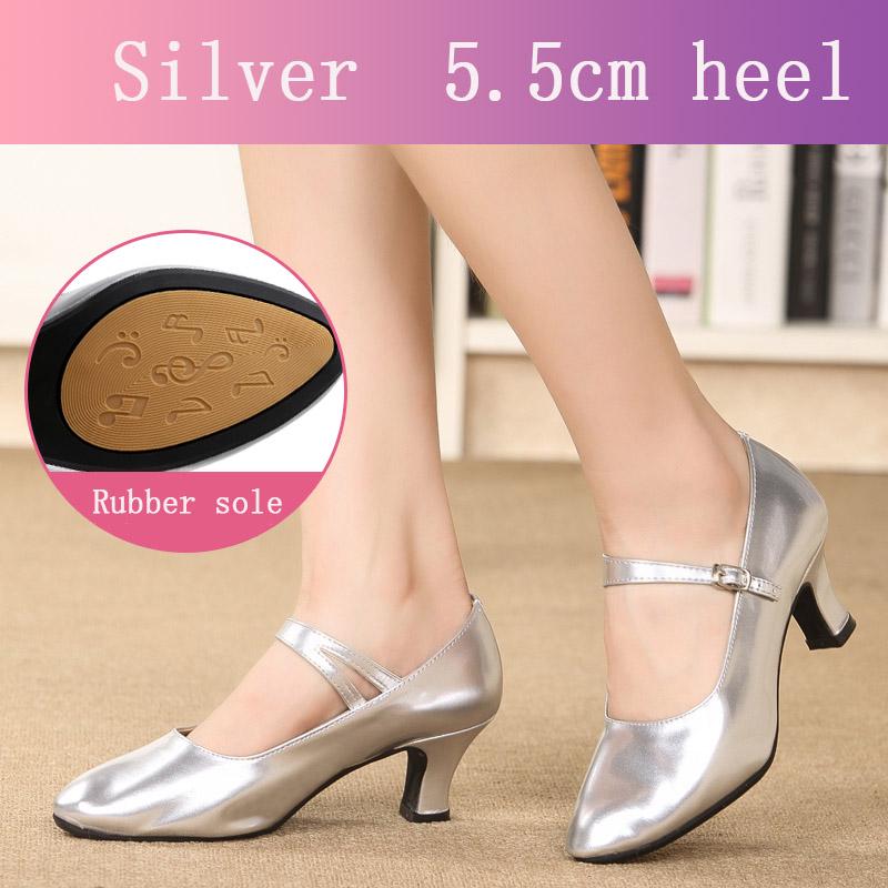 Frauen High Heels Prom Moderne Gesellschaftstanz Walzer Salsa Tanz Einzelschuhe 40 silber von Joom DACH