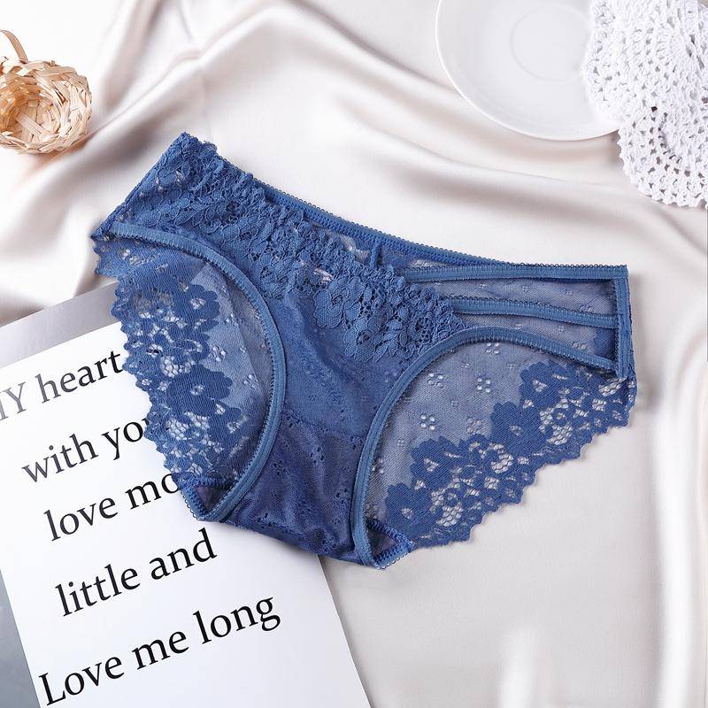 Frauen Höschen Floral Spitze Charmante Slips Dessous Unterwäsche Frauen Schönheit Hüfte Hosen Bragas Tanga XL blau von Joom DACH