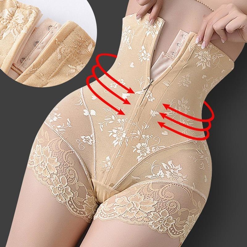 Frauen Hohe Taille Trainer Body Zip Shaper Höschen Bauch Bauch Kontrolle Abnehmen Control Shapewear Gürtel Unterwäsche Taille Trainer M beige von Joom DACH