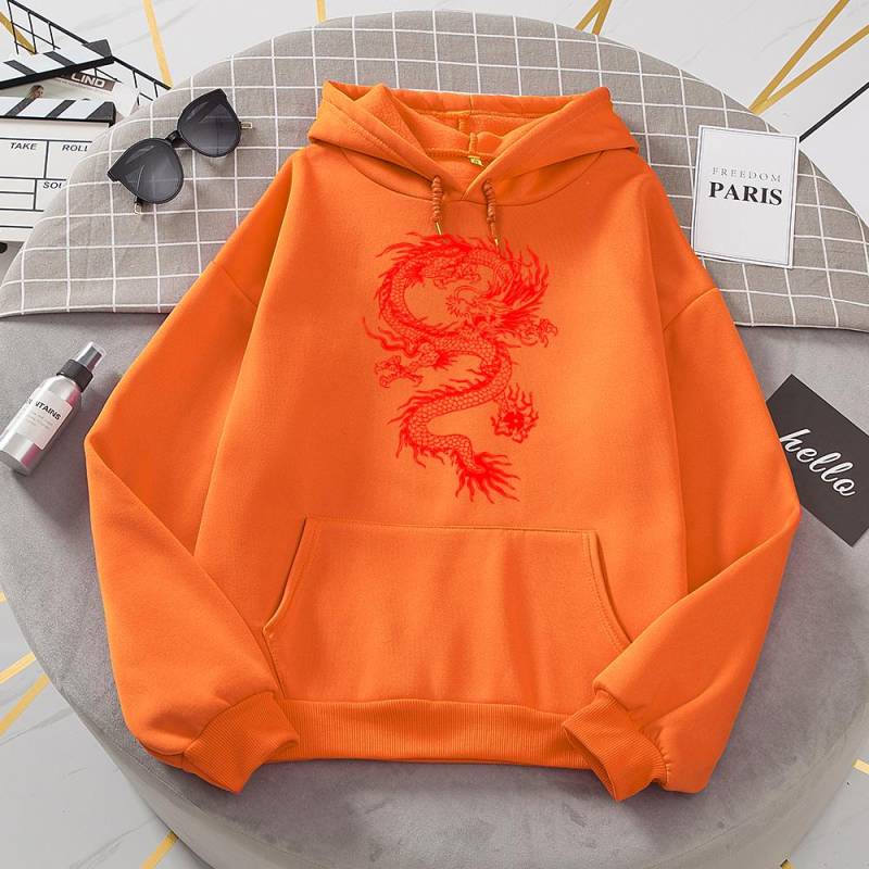 Frauen Hoodie Tasche Langarm Red Dragon Hoody Oversize Lose Sweatshirts Herbst Fleece Hoodies Mode Casual Kleidung 3XL von Joom DACH