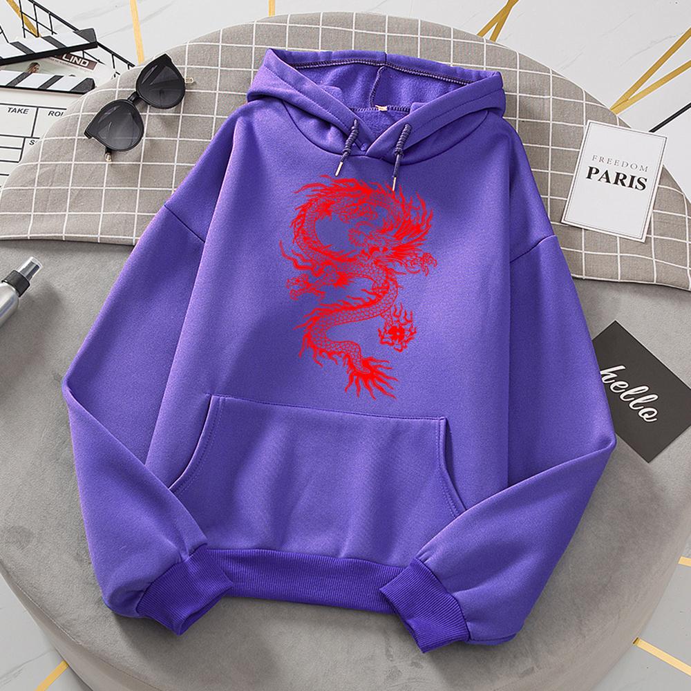 Frauen Hoodie Tasche Langarm Red Dragon Hoody Oversize Lose Sweatshirts Herbst Fleece Hoodies Mode Casual Kleidung 3XL von Joom DACH