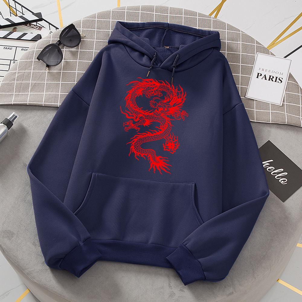 Frauen Hoodie Tasche Langarm Red Dragon Hoody Oversize Lose Sweatshirts Herbst Fleece Hoodies Mode Casual Kleidung 3XL von Joom DACH