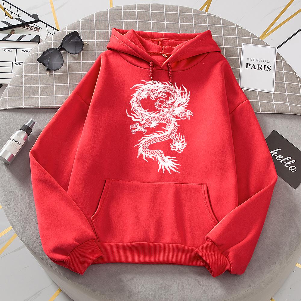Frauen Hoodie Tasche Langarm Red Dragon Hoody Oversize Lose Sweatshirts Herbst Fleece Hoodies Mode Casual Kleidung L von Joom DACH