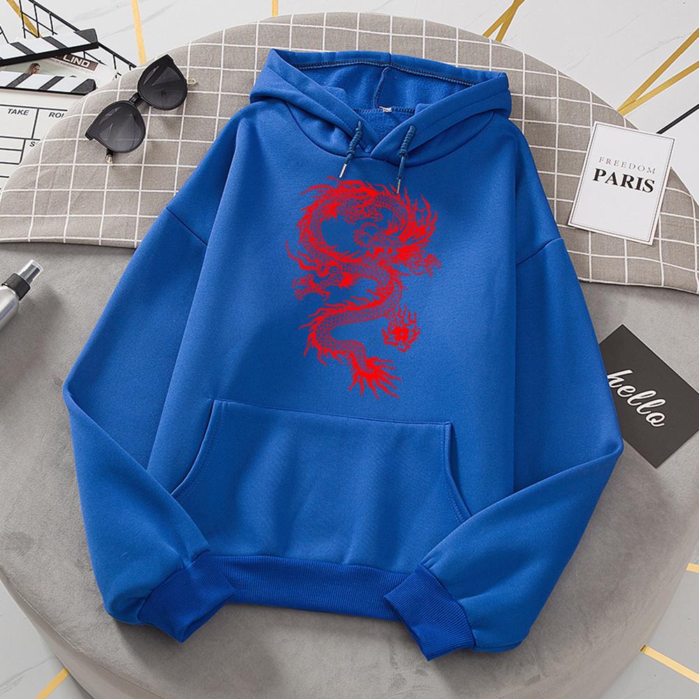 Frauen Hoodie Tasche Langarm Red Dragon Hoody Oversize Lose Sweatshirts Herbst Fleece Hoodies Mode Casual Kleidung M von Joom DACH