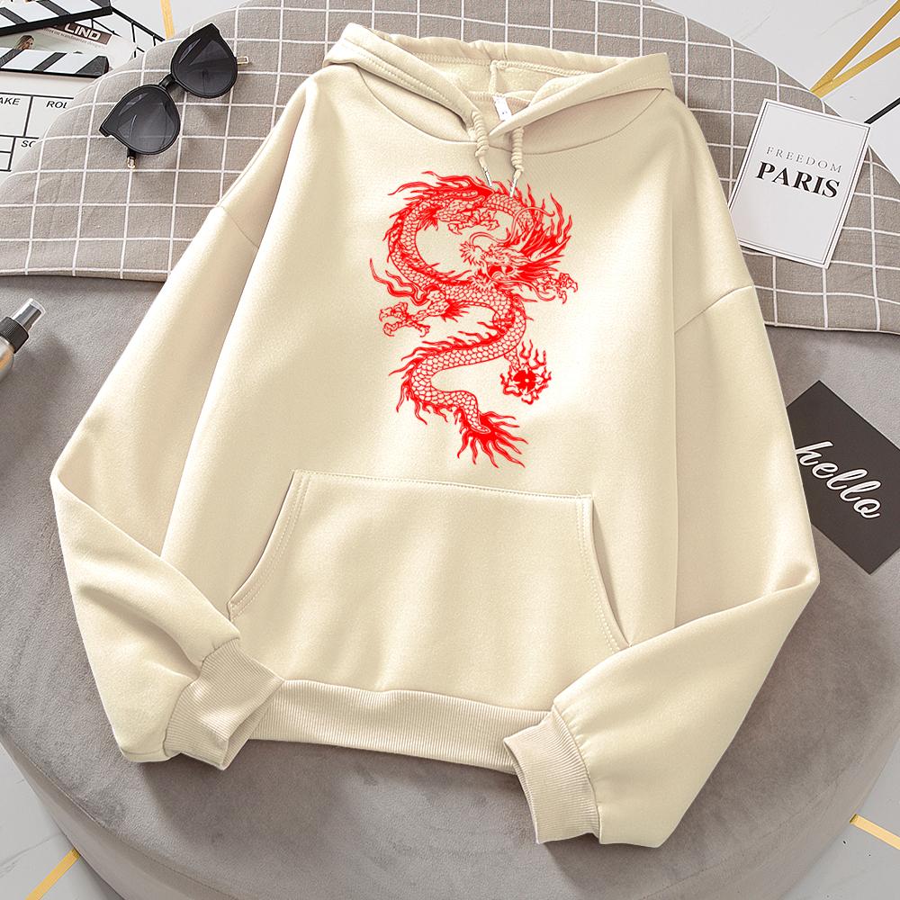 Frauen Hoodie Tasche Langarm Red Dragon Hoody Oversize Lose Sweatshirts Herbst Fleece Hoodies Mode Casual Kleidung M von Joom DACH