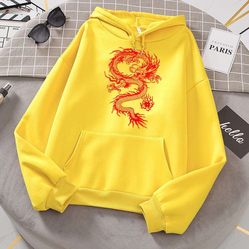 Frauen Hoodie Tasche Langarm Red Dragon Hoody Oversize Lose Sweatshirts Herbst Fleece Hoodies Mode Casual Kleidung M von Joom DACH