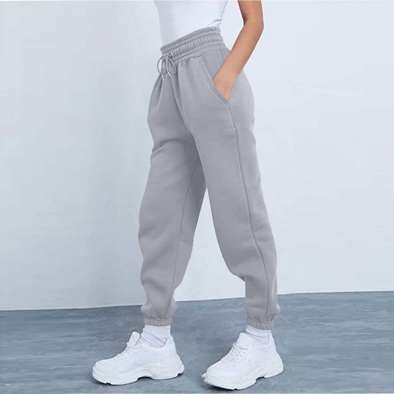 Frauen Hosen Damen Mode Sport Einfarbig Kordelzug Tasche Casual Jogginghose Hosen 2XL silber von Joom DACH