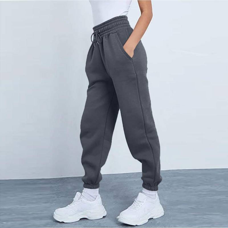 Frauen Hosen Damen Mode Sport Einfarbig Kordelzug Tasche Casual Jogginghose Hosen S grau von Joom DACH