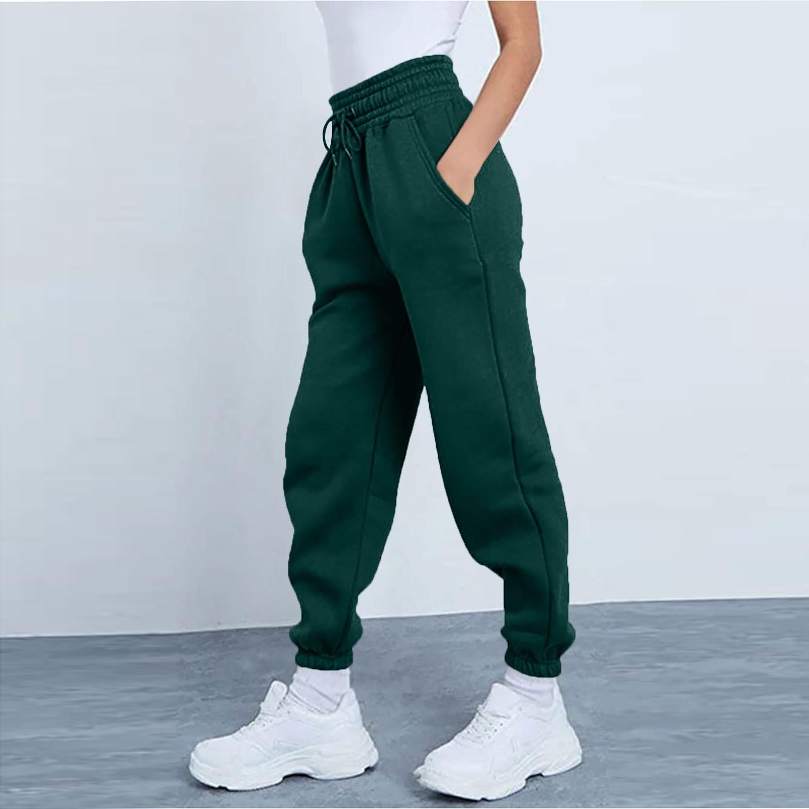 Frauen Hosen Damen Mode Sport Einfarbig Kordelzug Tasche Casual Jogginghose Hosen S grün von Joom DACH