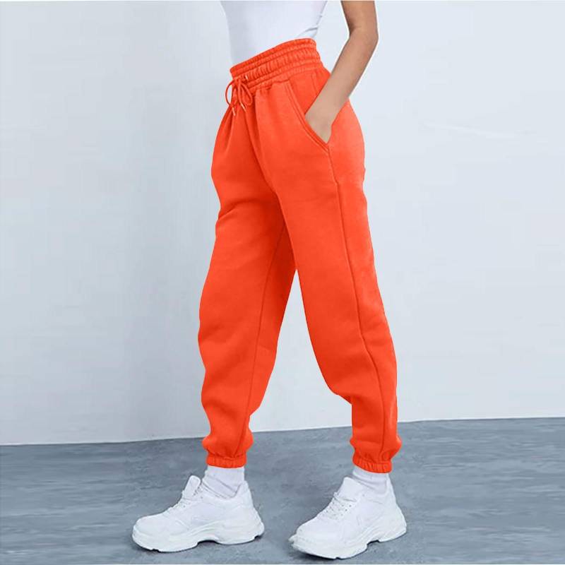 Frauen Hosen Damen Mode Sport Einfarbig Kordelzug Tasche Casual Jogginghose Hosen S orange von Joom DACH