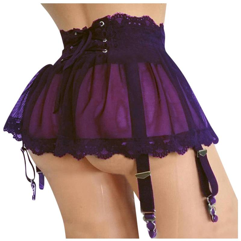 Frauen Kleid Dessous Plus Größe Bandage Strumpfband Strumpf Hosenträger Strumpfband Gürtel Spitze Mesh Weibliche Heiße Rock Unterwäsche Wäsche M violett von Joom DACH