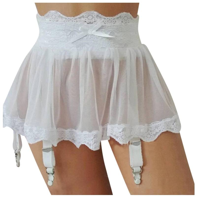 Frauen Kleid Dessous Plus Größe Bandage Strumpfband Strumpf Hosenträger Strumpfband Gürtel Spitze Mesh Weibliche Heiße Rock Unterwäsche Wäsche XL weiß von Joom DACH