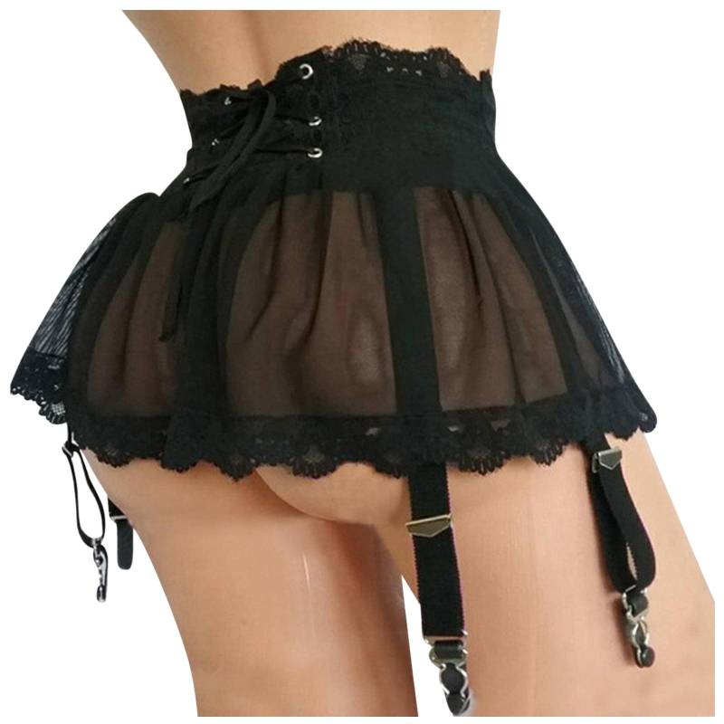 Frauen Kleid Dessous Plus Größe Bandage Strumpfband Strumpf Hosenträger Strumpfband Gürtel Spitze Mesh Weibliche Heiße Rock Unterwäsche Wäsche XXL schwarz von Joom DACH