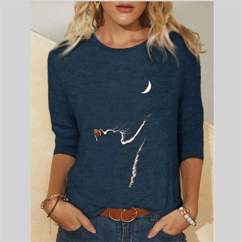 Frauen Kleidung Frühling Herbst Casual Pullover Drucken Langarm T-Shirts Damen Mode Tops XXL von Joom DACH