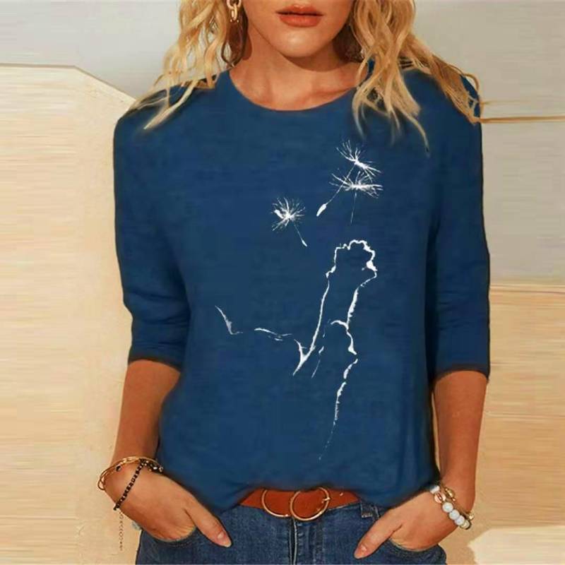 Frauen Kleidung Frühling Herbst Casual Pullover Drucken Langarm T-Shirts Damen Mode Tops XXXL von Joom DACH