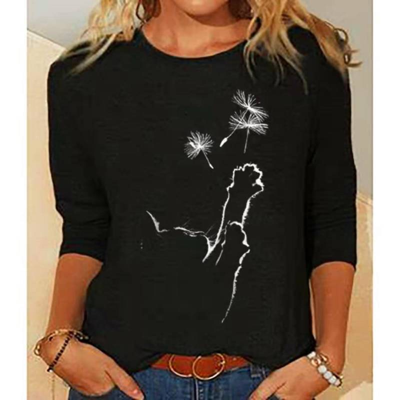 Frauen Kleidung Frühling Herbst Casual Pullover Drucken Langarm T-Shirts Damen Mode Tops XXXL von Joom DACH