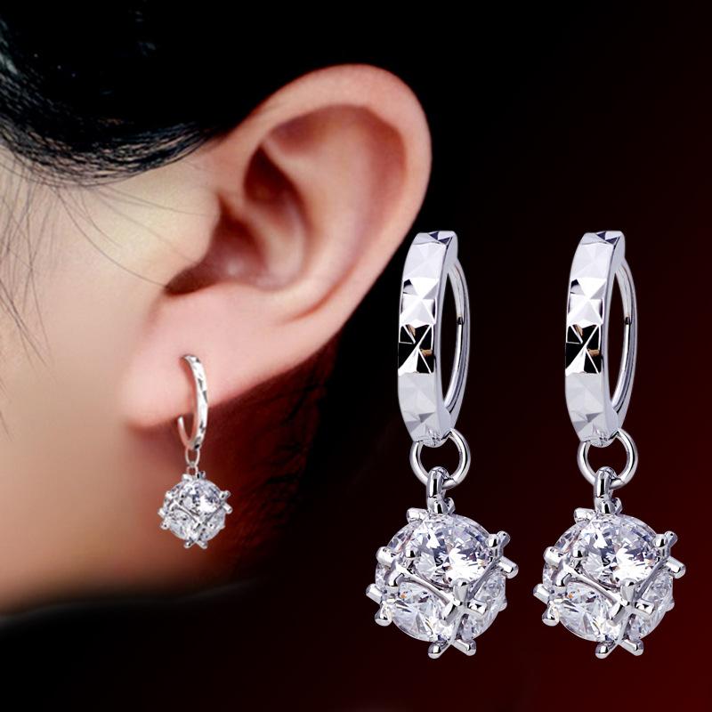 Frauen Korean Fashion Elegante 925 Silber Überzogene Anti-allergie Baumeln Ohrringe Weiblichen Ohr Schmuck Weihnachten Geschenk silber von Joom DACH