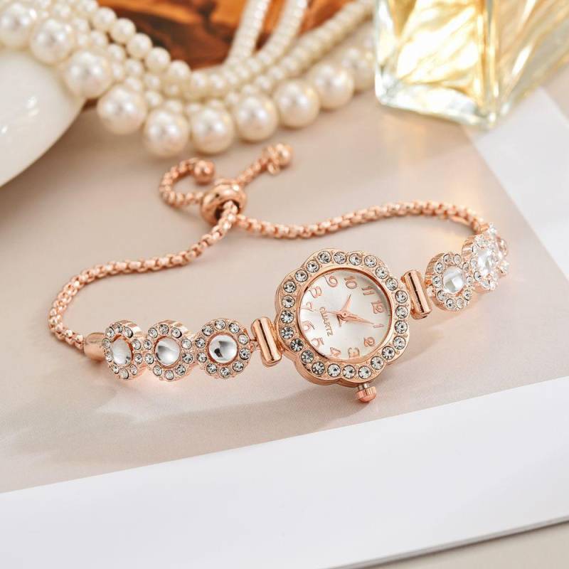 Frauen Kristall Strass Armband Uhren Kette Quarzuhr Armbanduhr von Joom DACH