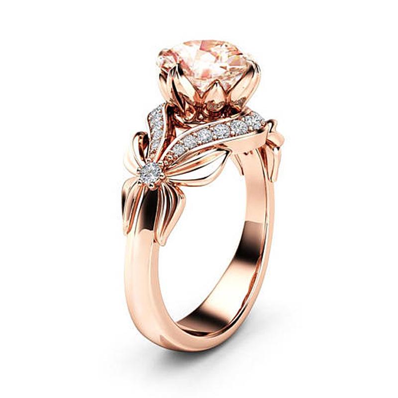 Frauen Lady Charm Rose Blume Kristall Ring Party Schmuck Verlobungsring Ehering Geschenke 10 von Joom DACH