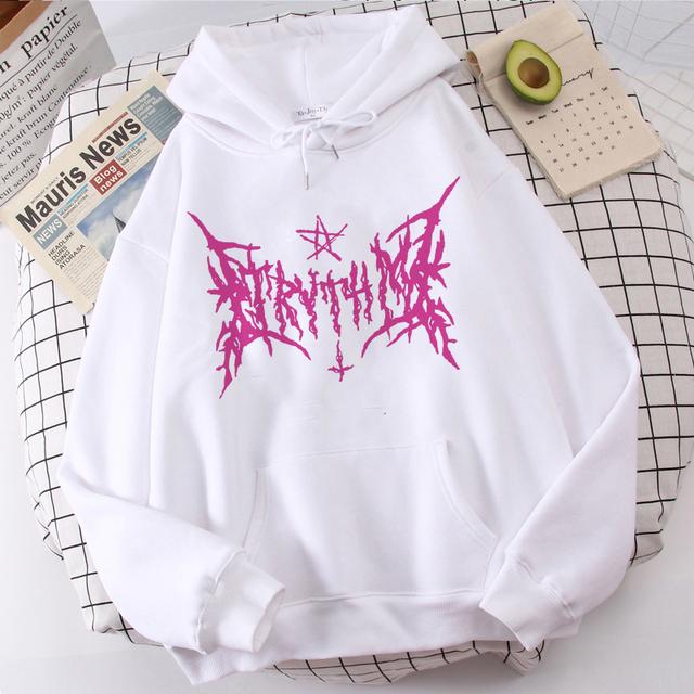 Frauen Lange Ärmel Hoodies für frauen Streetwear Gothic Brief Y2k Mit Kapuze Sweatshirt Casual Lose frau Kleidung Tops XL von Joom DACH