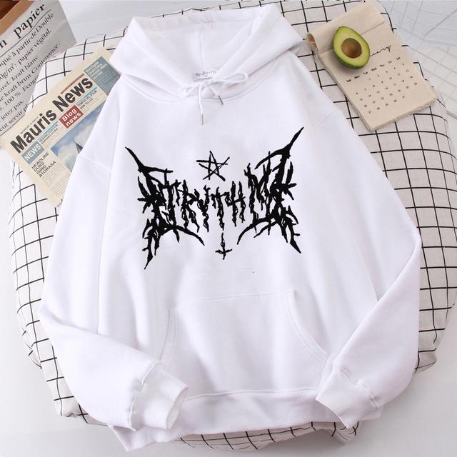 Frauen Lange Ärmel Hoodies für frauen Streetwear Gothic Brief Y2k Mit Kapuze Sweatshirt Casual Lose frau Kleidung Tops XL von Joom DACH