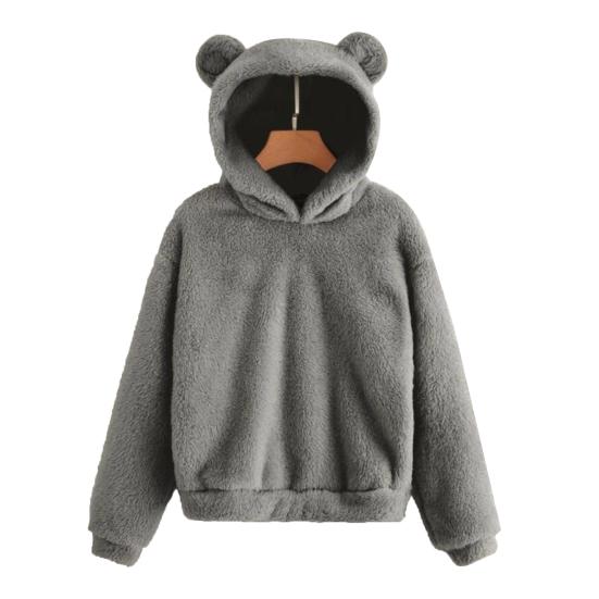 Frauen Lange Herbst Winter Ärmel Kaninchen Ohr Kapuze Sweatshirt Plüsch Warme Hoodie S dunkelgraue von Joom DACH