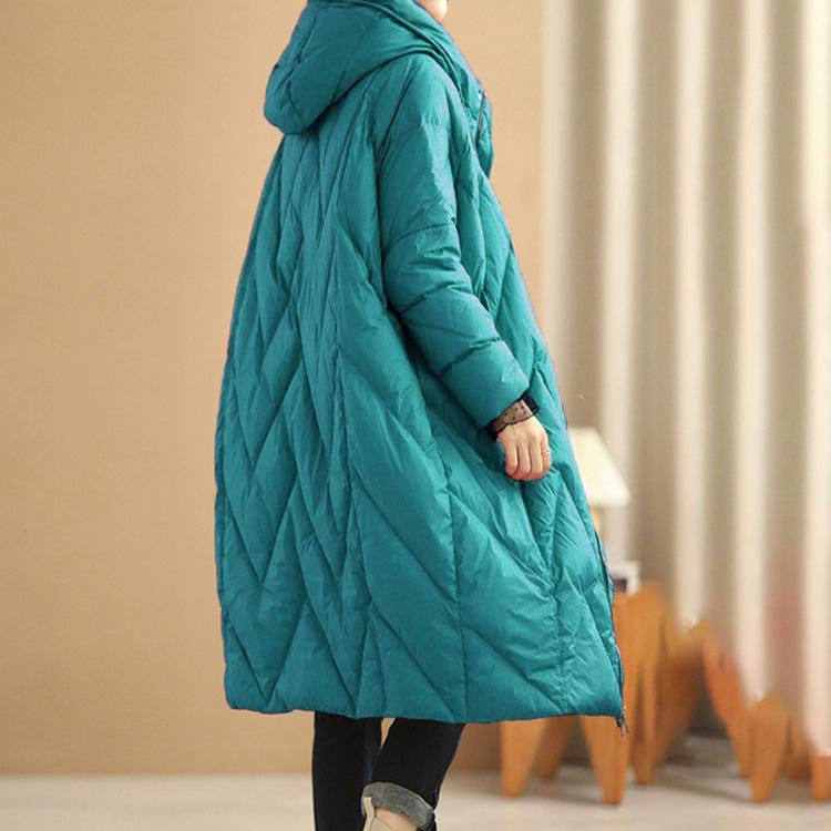 Frauen Lose Lange Mantel Weiße Ente Unten Jacke Winter Mantel Mit Kapuze Puffer Parkas XL grün von Joom DACH