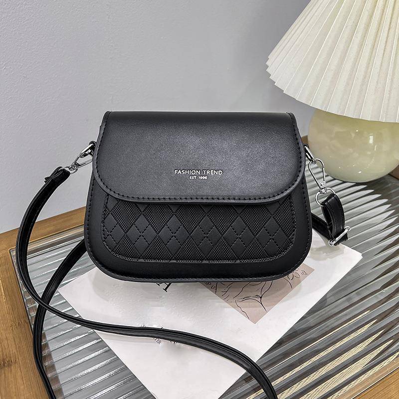 Frauen Luxus Design Umhängetasche Schultertaschen PU Leder Weibliche Vintage Satteltasche Einfarbig Umhängetasche Kleine Handtasche bolsas 19x7x15.5cm schwarz von Joom DACH