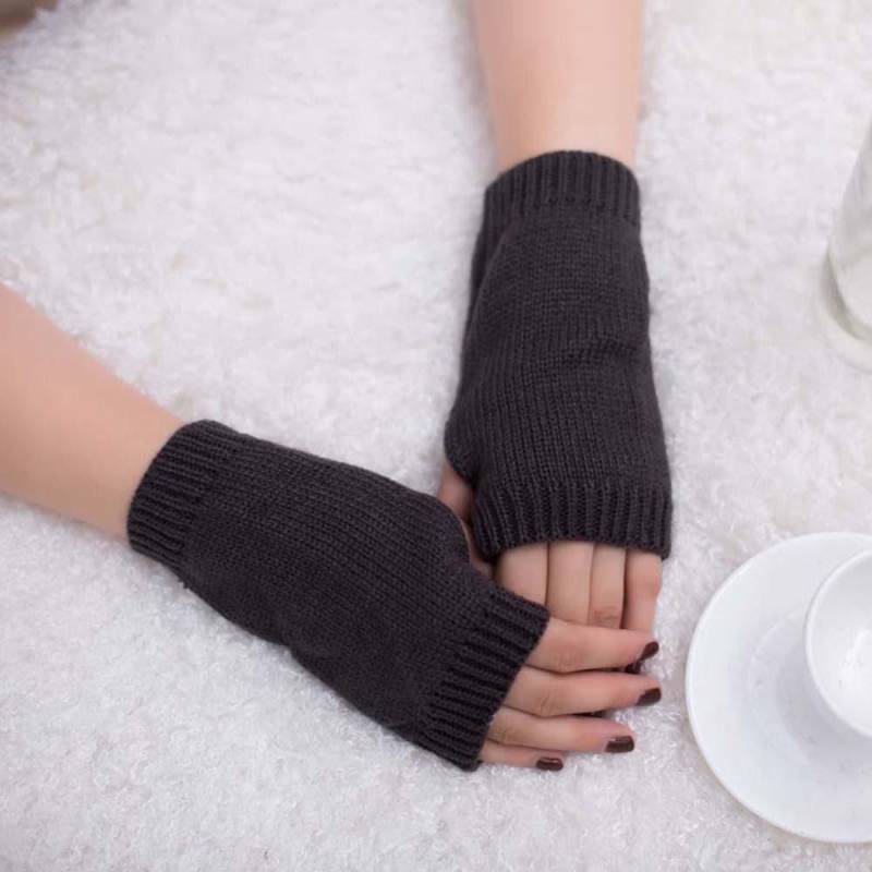 Frauen Mädchen Gestrickte Arm Fingerlose Warme Winterhandschuhe Weiche Warme Fäustlinge graue/intensiv von Joom DACH