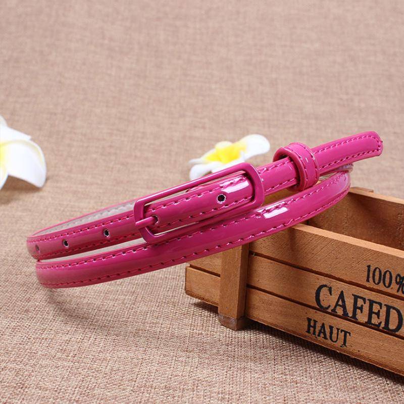 Frauen Mädchen Mode Candy Farbe Schnalle Dünne Dünne Dünne PU Leder Taille Gürtel Band Bund rose rot von Joom DACH
