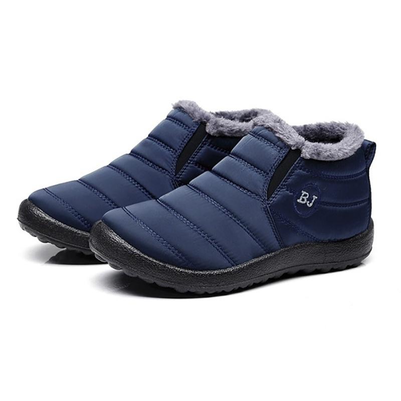 Frauen Männer Winter Schuhe Schnee Stiefel Baumwolle Innen Warm Halten Wasserdichte Stiefeletten Wasserdichte Bottes 42 navy blau von Joom DACH
