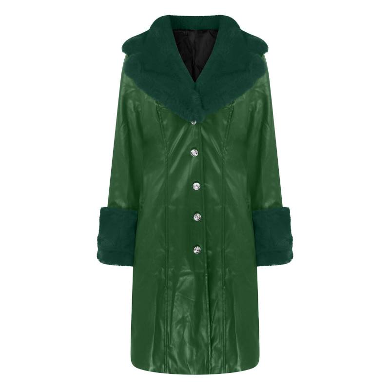Frauen Mantel Mode Lässig Einfarbig Langarm Pu Leder Pelz Umlegekragen Reißverschluss Warme Herbst Winter S grün Frauen Mantel Mode Lässig Einfarbig Langarm Pu Leder Pelz Umlegekragen Reißverschluss Warme Herbst Winter S grün von Joom DACH