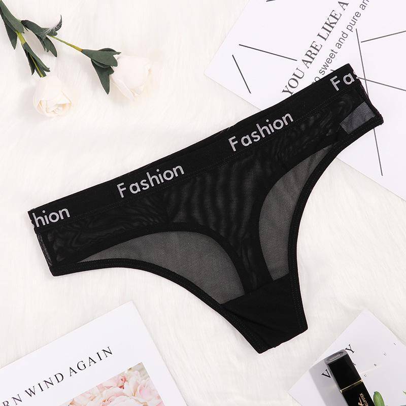 Frauen Mesh Perspektive Briefs Nahtlose Brief Low Rise G-String Tangas Solide M schwarz von Joom DACH