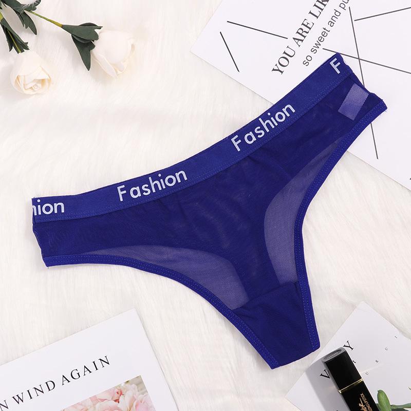 Frauen Mesh Perspektive Briefs Nahtlose Brief Low Rise G-String Tangas Solide M blau von Joom DACH