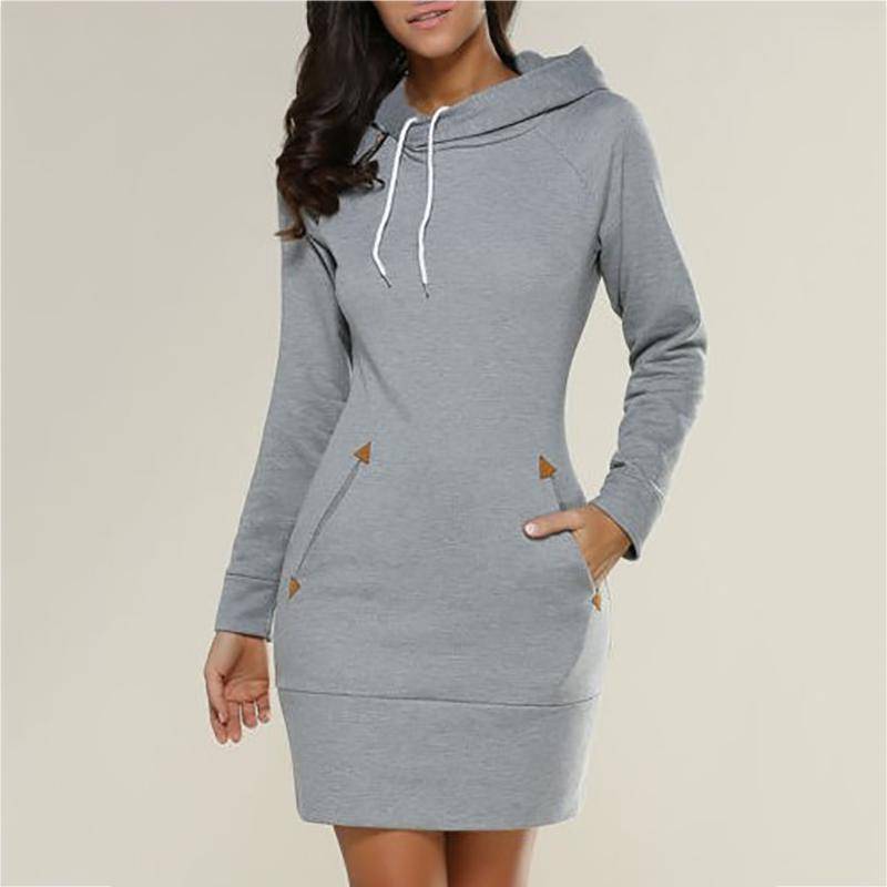 Frauen Mode Herbst Kleid Frauen Casual Langarm Sport Pullover Hoodies Sweatshirt XL licht grau von Joom DACH