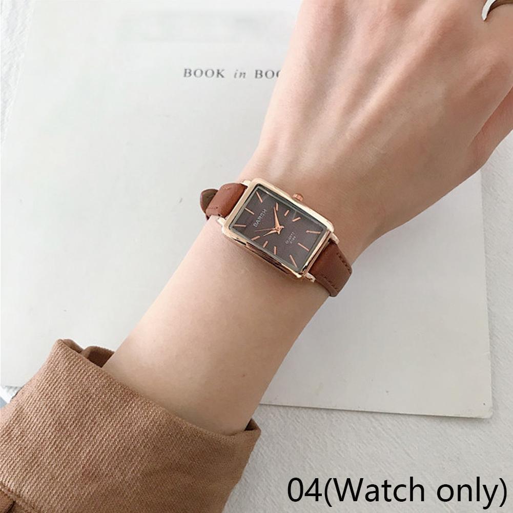 Frauen Mode Retro Einfache Chic Quarzuhr Lederband Rechteck Uhr kaffeebraun von Joom DACH