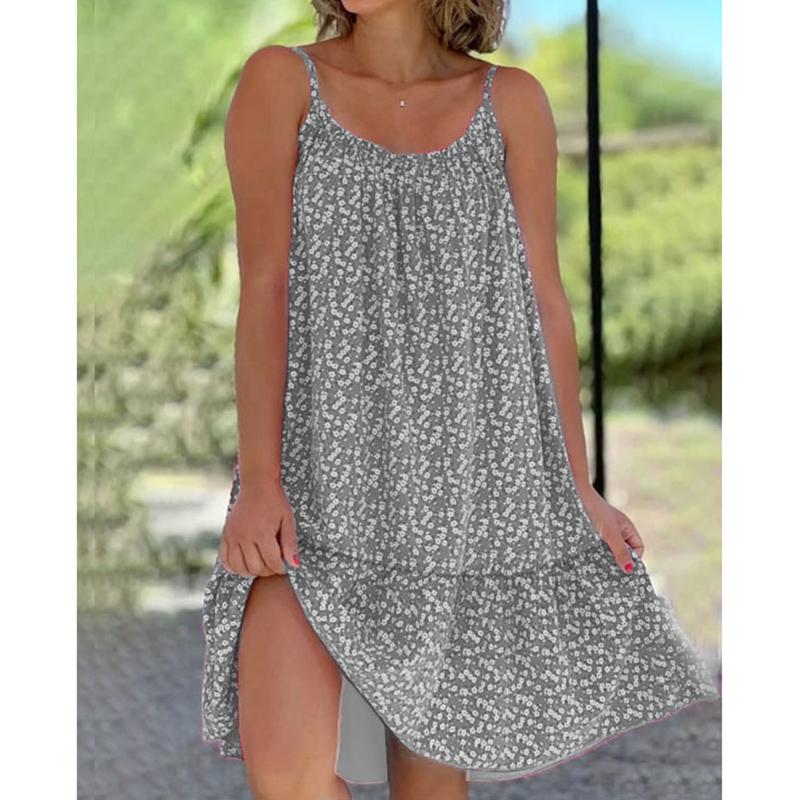 Frauen Mode Schlinge Kleid Sommer Casual Ärmellose Übergroßen Blumen Druck Party Lose Kleider Weibliche 2XL grau Frauen Mode Schlinge Kleid Sommer Casual Ärmellose Übergroßen Blumen Druck Party Lose Kleider Weibliche 2XL grau von Joom DACH