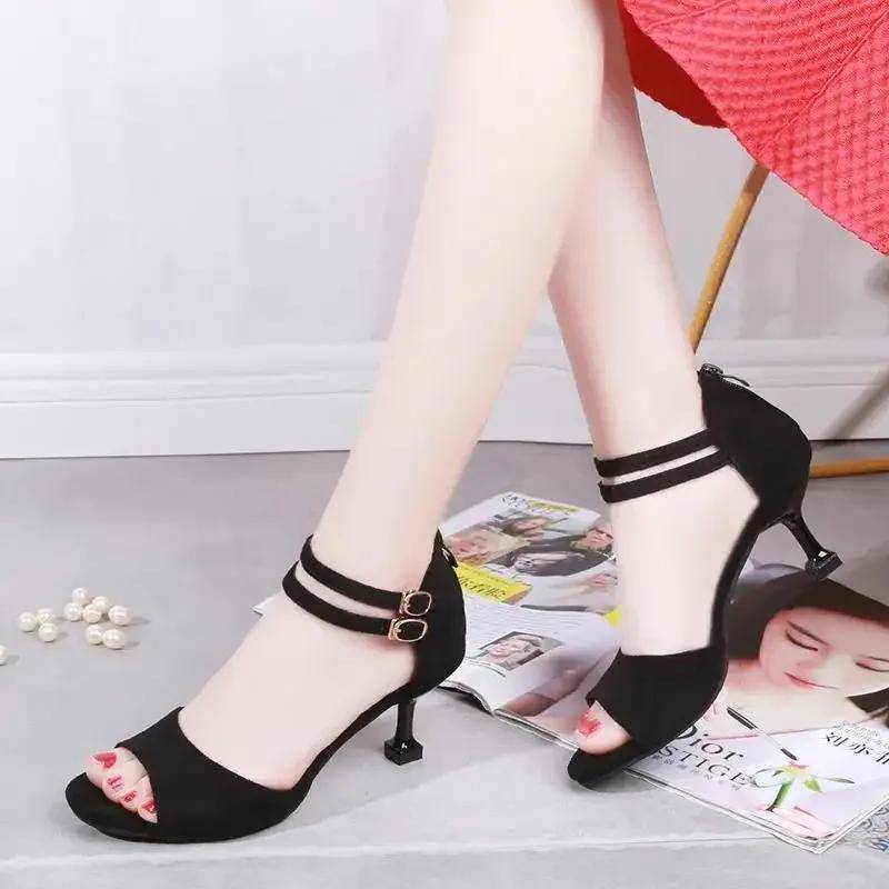 Frauen Mode Schwarz Peep Toe Hohe Qualität Frühling Stiletto Heels Dame Blau Komfort Büro Schuhe 38 von Joom DACH